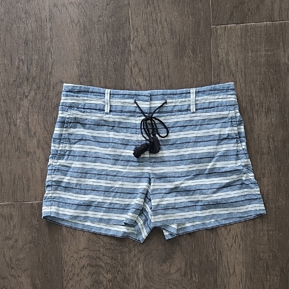 LOFT Blue and White Striped Women Shorts